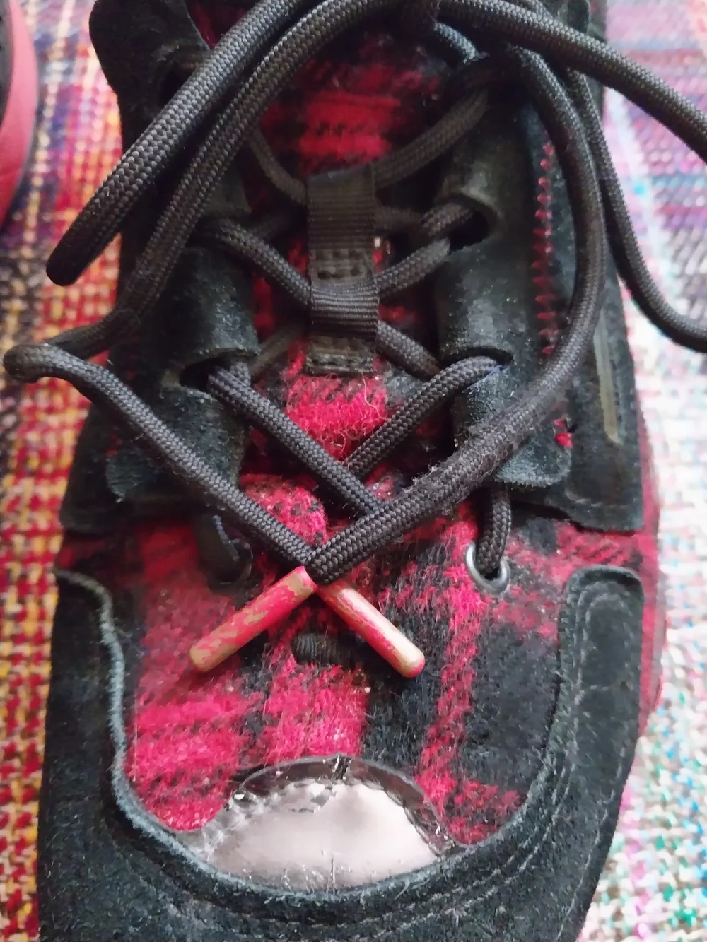 Polo Ralph Lauren PS200 Sport Black/Red Plaid Suede Sneaker Shoes Mens Sz 10.5